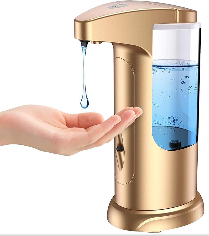 AMIR 12.5oz Touchless Automatic Soap Dispenser, Battery Operated Automatic Liquid Hand Soap Dispenser, Adjustable Volume, Water-Resistant for Kitchen and Bathroom