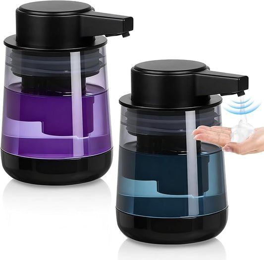 2 Pack Automatic Soap Dispenser Touchless Automatic Foaming Soap Dispenser 3-Level Adjustable Modern Foam Soap Dispensers 10.5oz/300ml USB Rechargeabled for Bathroom Kitchen Office