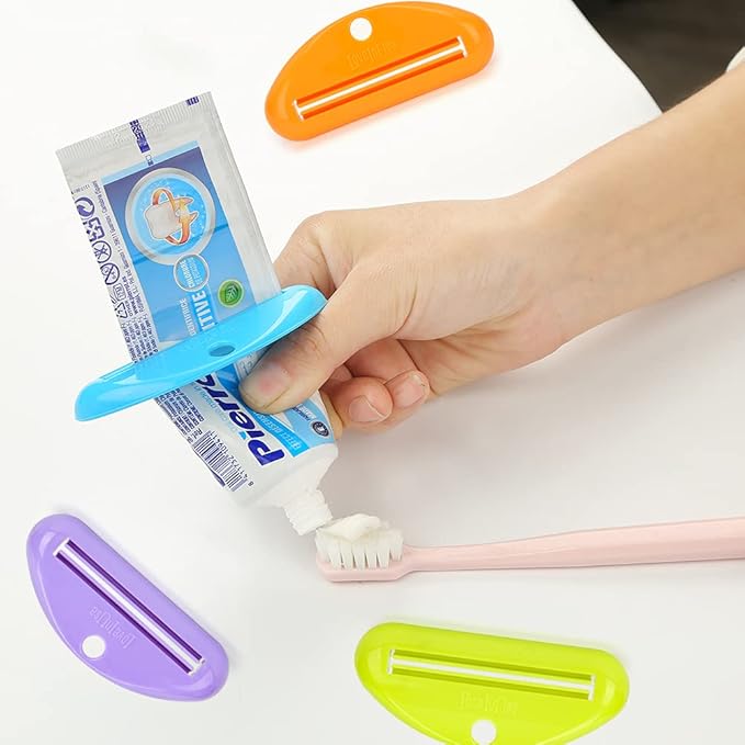 LoveInUsa Toothpaste Tube Squeezer Dispenser, Hanging Toothpaste Clips Holder Rolling Holder Squeezer 4 Pack