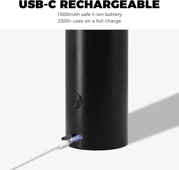 Touchless Automatic Soap Dispenser Wall Mount Stainless Steel with Sensor Infrared 9 oz Electric IPX5 Waterproof USB-C Charging Motion Sensor for Kitchen & Bathroom (Black)