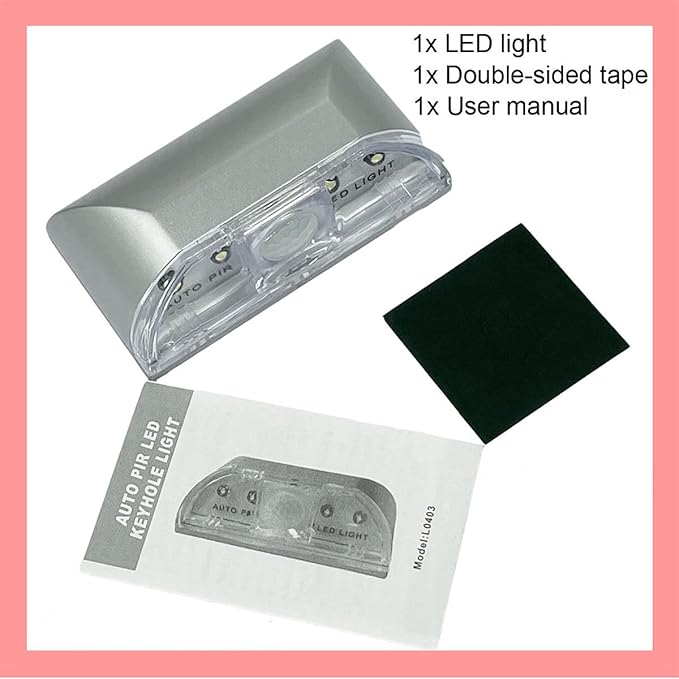 Home Keyhole Infrared PIR Wireless Auto Sensor Motion Detector LED Light lamp for Kitchen Hallway Stairway Silver
