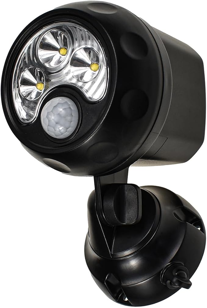 YCB2050 Battery Operated Motion Lights Outdoor, LED Motion Spotlight 5000K Daylight White, IP65 Waterproof, Wireless Security Light Uses 4 D-Cell Batteries (Not Included), Black