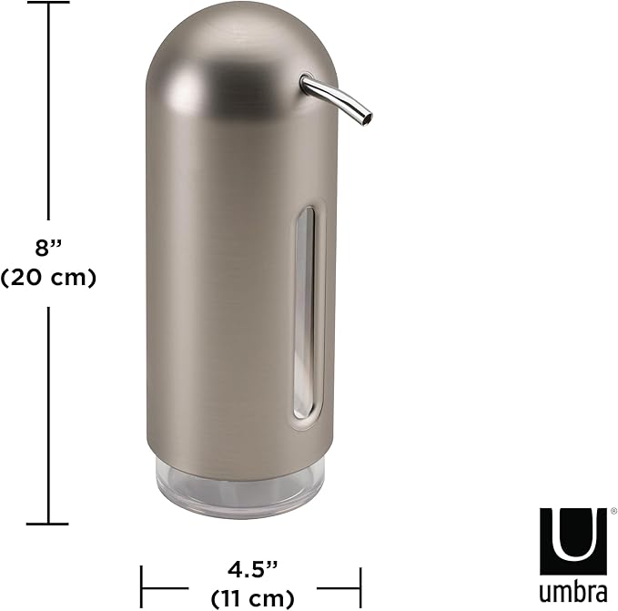 Umbra Penguin 12 oz (355ml) Soap Pump, Kitchen Soap Dispenser, Also Works with Hand Sanitizer, Nickel