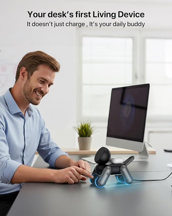 UEQ 3 in 1 Wireless Charging Station for Apple Devices,Foldable Cute Magnetic Mag-Safe Wireless Charger Stand with Night Light for iPhone 17 Air 16 15 14 13 12 Series,AirPods 4 3 2 Pro,Apple Watch