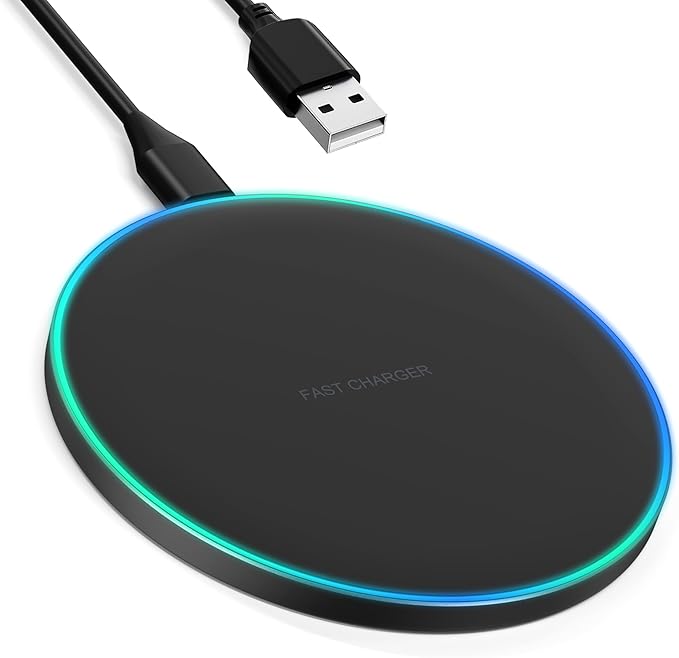 Wireless Charger Compatible with iPhone 17 16 15 14 13 12 11 Pro Max/Mini/Plus/XR/X/8, 15W Max Fast Wireless Charging Pad Mat for Samsung Galaxy S23/S22/S21/S20/S10, Galaxy Buds