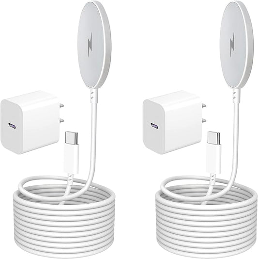 [Apple MFi Certified] 2Pack 6FT Mag-Safe Wireless Charger, 15W Fast Magnetic Pad with USB-C Block for iPhone 17/16/15/14/13/12 (Air/Pro/Max/Plus) & AirPods 4/3/2/Pro/Pro2 - Apple Wireless Charging Kit