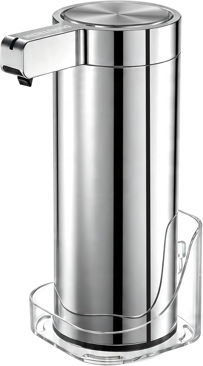 Touchless Automatic Soap Dispenser Wall Mount Stainless Steel with Sensor Infrared 9 oz Electric IPX5 Waterproof USB-C Charging Motion Sensor for Kitchen & Bathroom (Chrome Silvery)