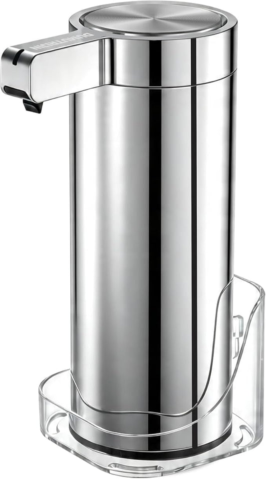 Touchless Automatic Soap Dispenser Wall Mount Stainless Steel with Sensor Infrared 9 oz Electric IPX5 Waterproof USB-C Charging Motion Sensor for Kitchen & Bathroom (Chrome Silvery)