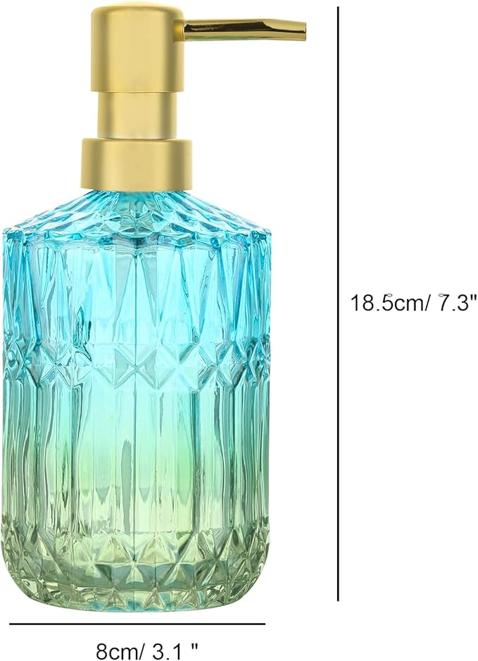 YunNasi Soap Dispenser with Pump, Refillable Liquid Hand Soap Dish Soap Dispensers for Bathroom Counter, Kitchen Sink (Bluegreen)
