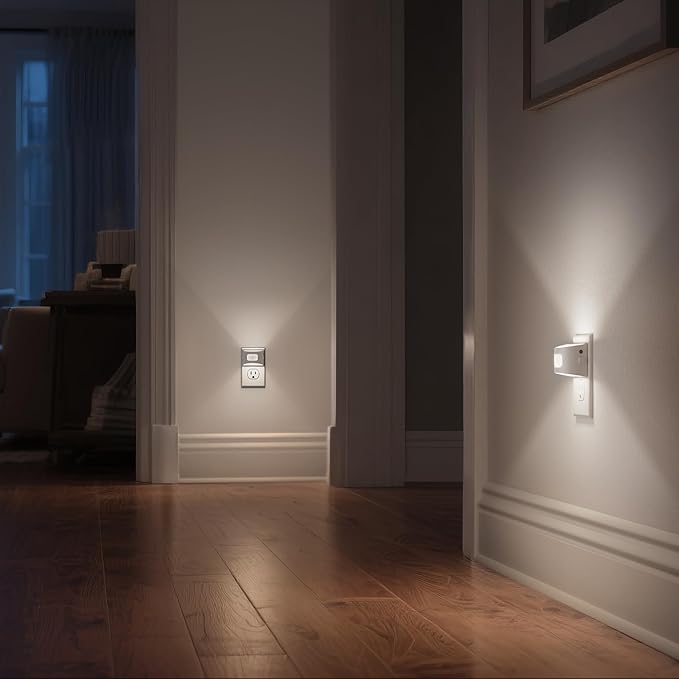 DORESshop LED Night Light[2 Pack], Night Lights Plug into Wall, 3 Mode Plug in Night Light with Motion Sensor, Dusk to Dawn Sensor, Nightlights for Adults, Bedroom, Bathroom, 5000K White Cover