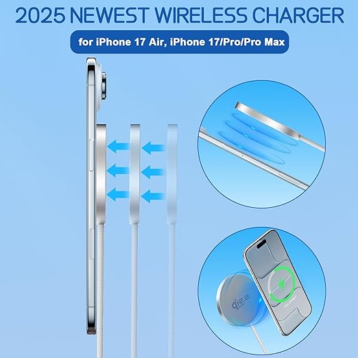 Herfair 25W Wireless Charger for iPhone 17 Qi2.2 Certified Ultra Fast Charging Magnetic Pad Compatible with iPhone 17/17Pro/17Air/17 Pro Max/16/16 Pro/15 Series, iPhone 14/13/12 Series