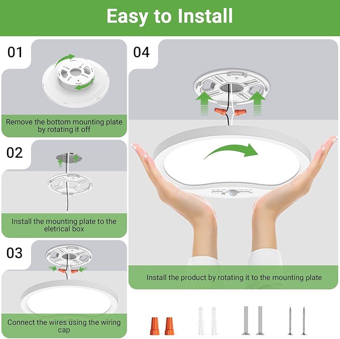 zemty 4 Pack 9 Inch Motion Sensor Ceiling Lights Wired, 18W 1800lm 3CCT/3 Mode/30-120s Timer, Bright White LED Flush Mount Light Fixture Motion Activated for Closet Pantry Hallways Stairwells Garage