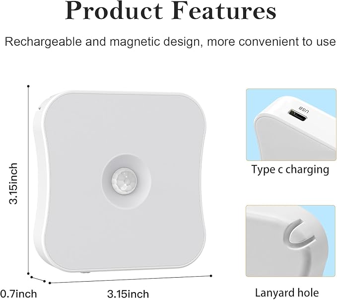 Red Light Night Lights Motion Sensor Red Lights Rechargeable RedLight Magnetic 670 nm Red Light for Sleep Therapy, Bathroom, Bedroom, Stair, Hallway, Travel, Kids Room, 4 Pack