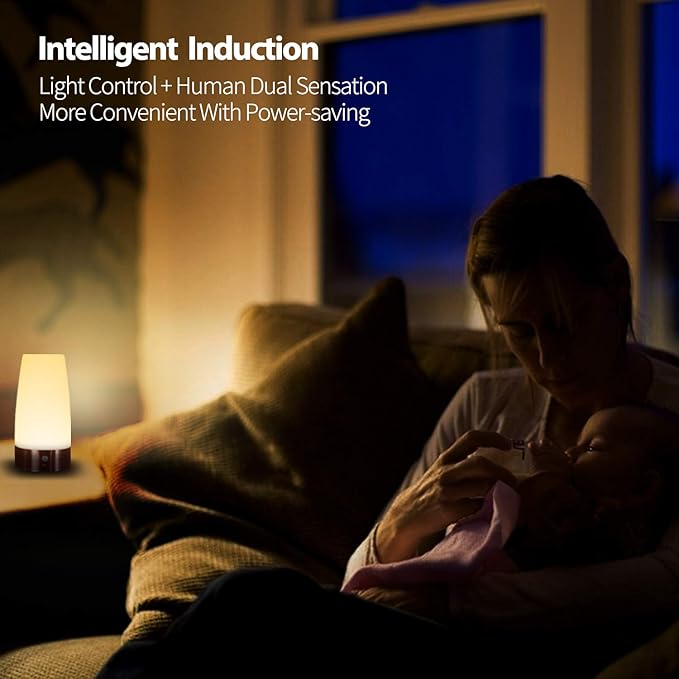 Betus Motion Sensor Night Light, Battery Operated Lamp with 2 Sensored Modes - Retro Bedside Table Desk Lamp with Soft Ambient Light for Bedroom, Living Room, Kitchen Kids Room