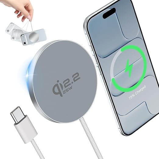 Herfair 25W Wireless Charger for iPhone 17 Qi2.2 Certified Ultra Fast Charging Magnetic Pad Compatible with iPhone 17/17Pro/17Air/17 Pro Max/16/16 Pro/15 Series, iPhone 14/13/12 Series