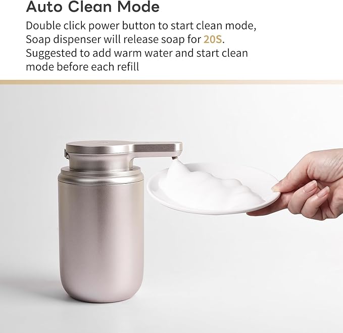 LAOPAO Automatic Soap Dispenser, Foaming Hand Soap Dispenser for Bathroom Kitchen ABS Rechargeable Touchless Hand Soap Pump 10oz, Xmas Gift, Light Silver Plastic