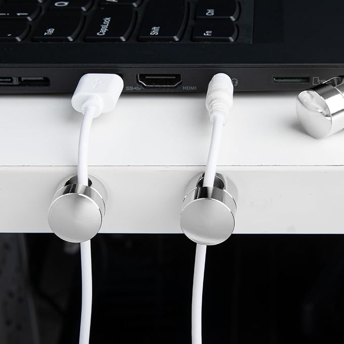 3Pcs Cable Anchors for Desk, Gun Metal Cord Anchors Holder Aluminum Wire Organizers Adhesive Adjustable 2-in-1 Cord Clips Charger Cable Management for Nightstand Office Home Desktop Wall