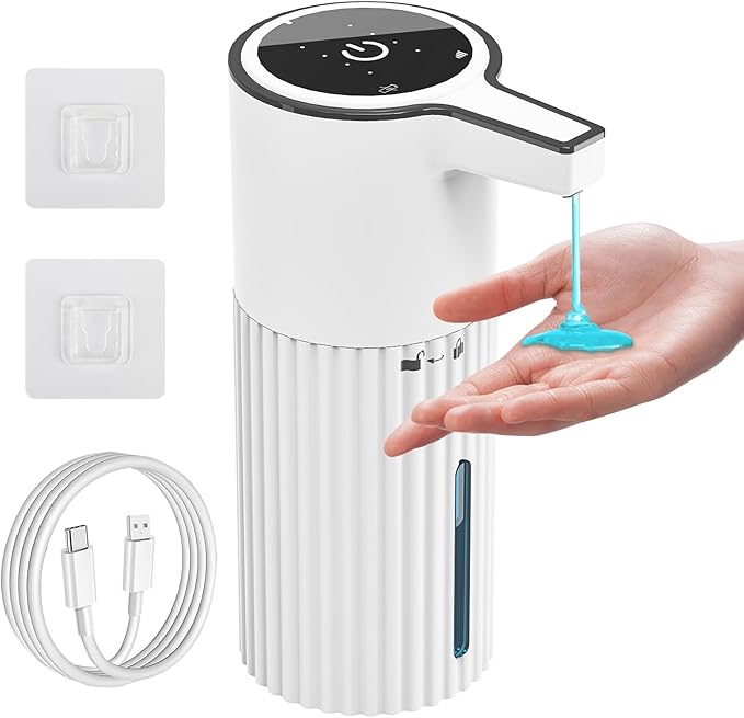 Automatic Soap Dispenser, Touchless Automatic Soap Dispenser,Soap Dispenser for Kitchen,Continuous Flow Control,400ml Capacity,Rechargeable Waterproof Adjustable Volume for Bathroom & Kitchen(Liquid)