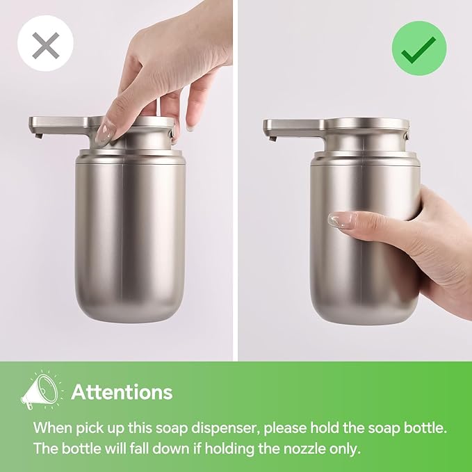 LAOPAO Automatic Foaming Soap Dispenser Plastic, Rechargeable Touchless Foam Hand Soap Dispenser for Bathroom, ABS Soap Pump for Kitchen, Water-Resistant, Xmas Gift 10oz, Plastic (NOT Metal)