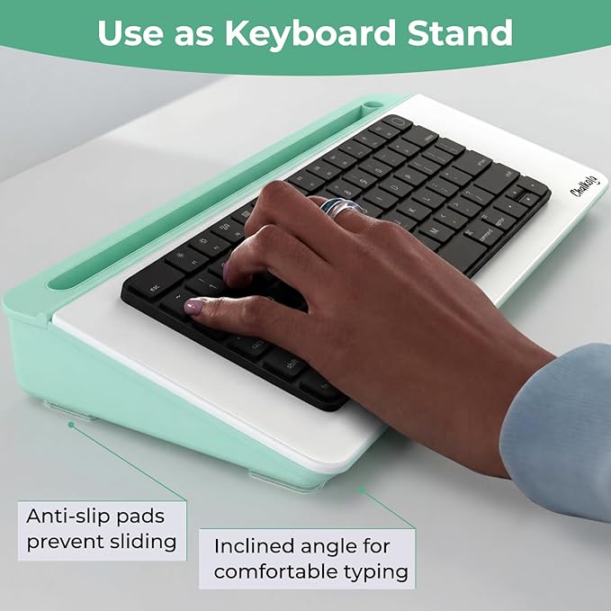 Chalkola Green Glass Desktop Whiteboard with Storage - Dry Erase Board, Work Desk Organizers, Computer Keyboard Stand, Home Office Desk Accessories, Workspace Desktop Buddy