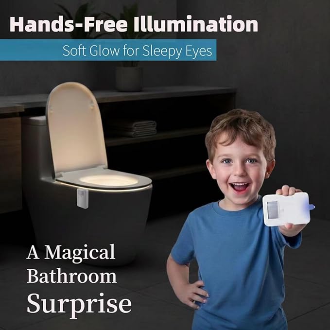2 Pack Toilet Night Lights with Motion Activated Sensor,16-Color Changing LED Inside Toilet Bowl Nightlight, Cool Stuff for Bathroom Accessories Decor, Unique Gadgets for Men and Kids Brithday Gifts