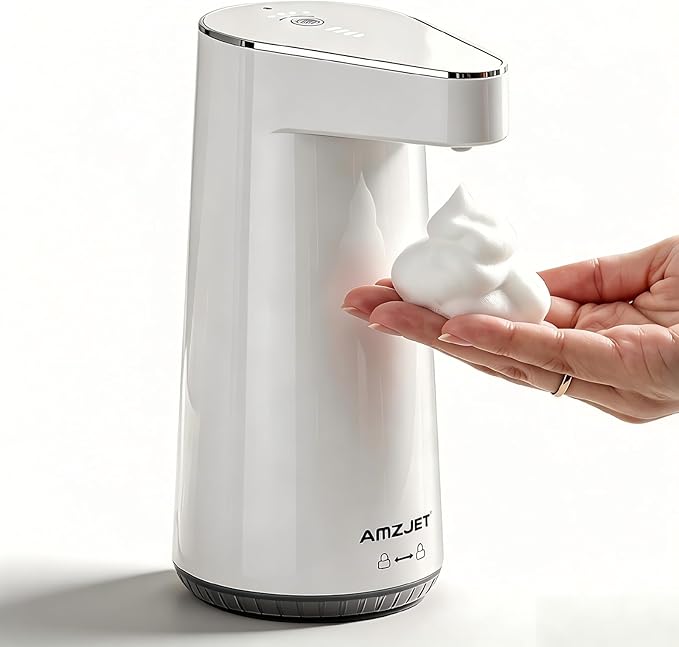 2026 Patent Edition Automatic Soap Dispenser Touchless, 300ml Hand Soap Dispenser with 4 Adjustable Foam Levels, IPX5 Waterproof Rechargeable Foaming Soap Dispenser for Kitchen & Bathroom