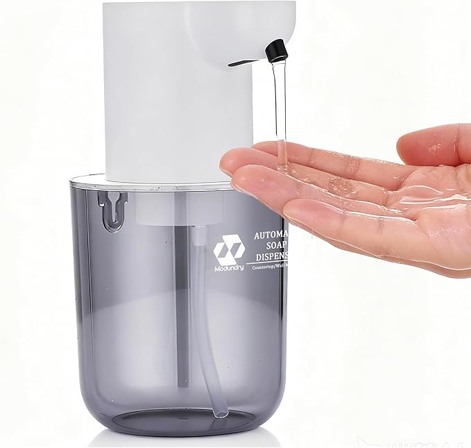Automatic Soap Dispenser Touchless, 4-Level Adjustable Liquid Soap Dispenser, 13.5oz/400ml USB Rechargeable, IPX5 Waterproof, Countertop or Wall Mount, for Kitchen Bathroom, White
