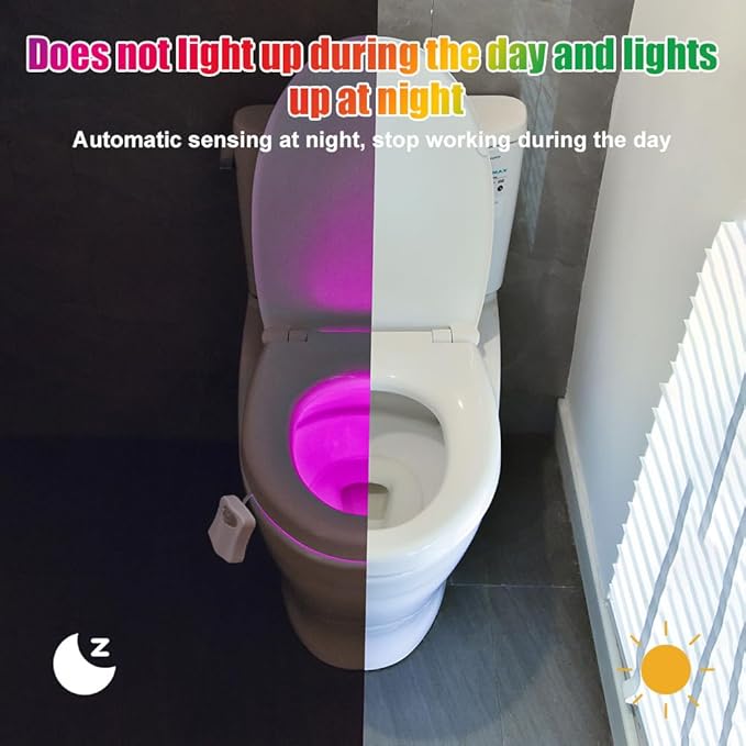 HOTUT Toilet Lights Motion Detection Sensor, 2 Pack Smart Night Light for Bathroom, 16 Color Changing Inside Toilet Bowl Night Light, Cool Stuff Bathroom Accessories Decor for Boys Girls Men Women