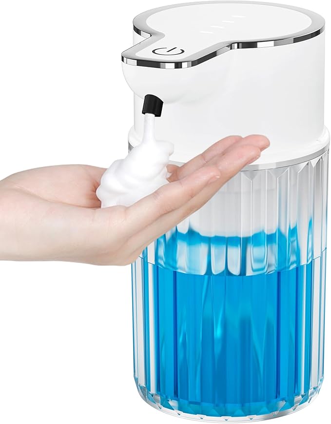 Automatic Foaming Soap Dispenser Touchless, Rechargeable Soap Dispenser,12oz/350ml Smart Hand Soap Dispensers,4-Level Adjustable,Wall Mount IPX5 Waterproof - Level Display for Bathroom Kitchen