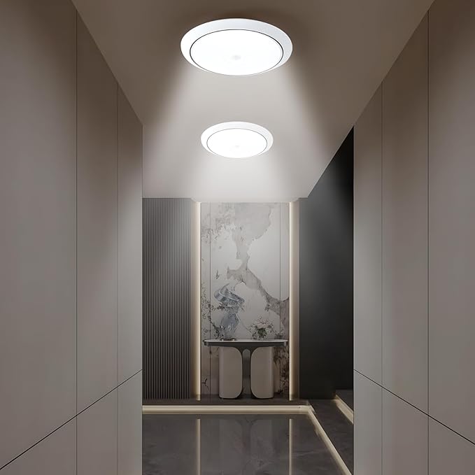 Motion Sensor Ceiling Light Wired, 12 Inch Flush Mount Ceiling Light 6500K Closet Lights, 18W LED Motion Sensor Light Indoor for Stair Closet Porch Hallway Laundry