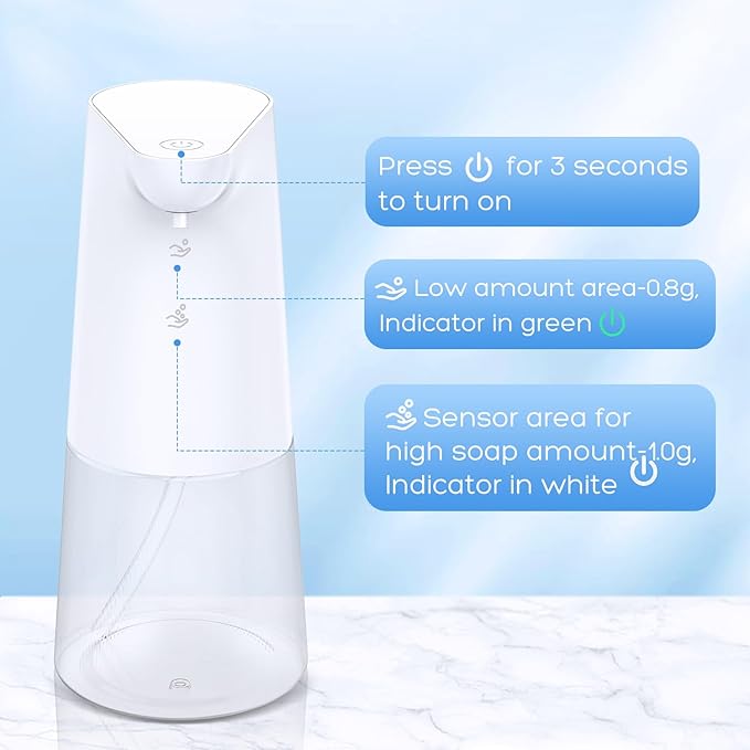 Automatic Foaming Soap Dispenser: LAOPAO Touchless Hand Soap Dispenser for Kids Type-C Rechargeable Sensor Pump Waterproof Foam Dispenser for Bathroom Kitchen School Xmas Gift, 13oz