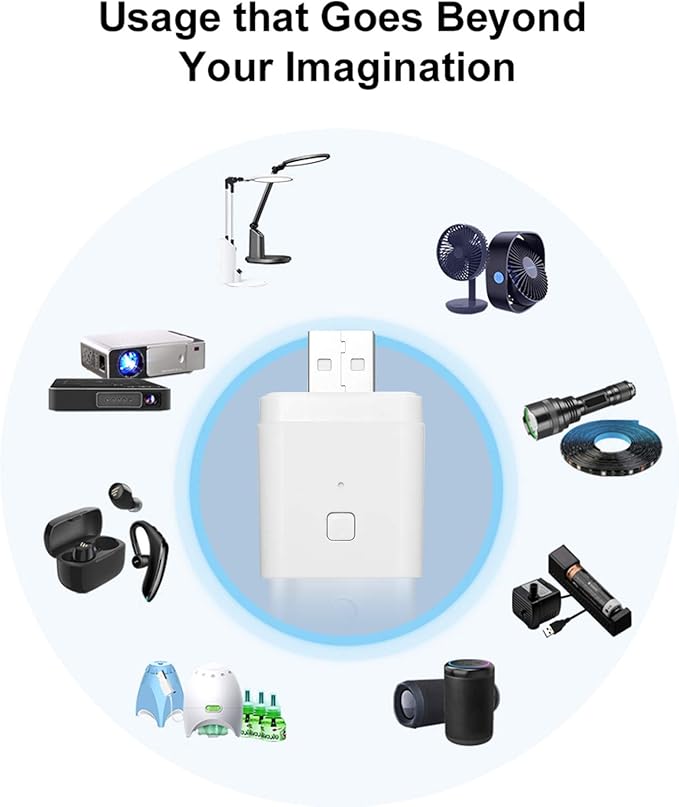 Tuya Micro DC 5V Smart WiFi Adaptor - Wireless USB Adaptor, APP Remote Control, Compatible with Alexa and Google Home for Voice Control
