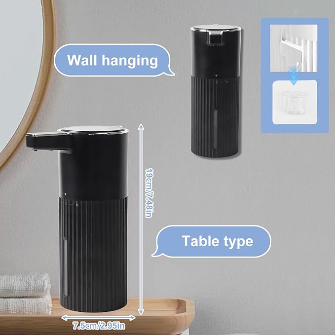 Automatic Foaming Soap Dispenser, 13.52oz/400ml Rechargeable Touchless Smart Foam Soap Dispenser, Hand Dish Soap Dispensers for Bathroom & Kitchen - Wall Mounted, 4 Adjustable Level, IPX5 Waterproof