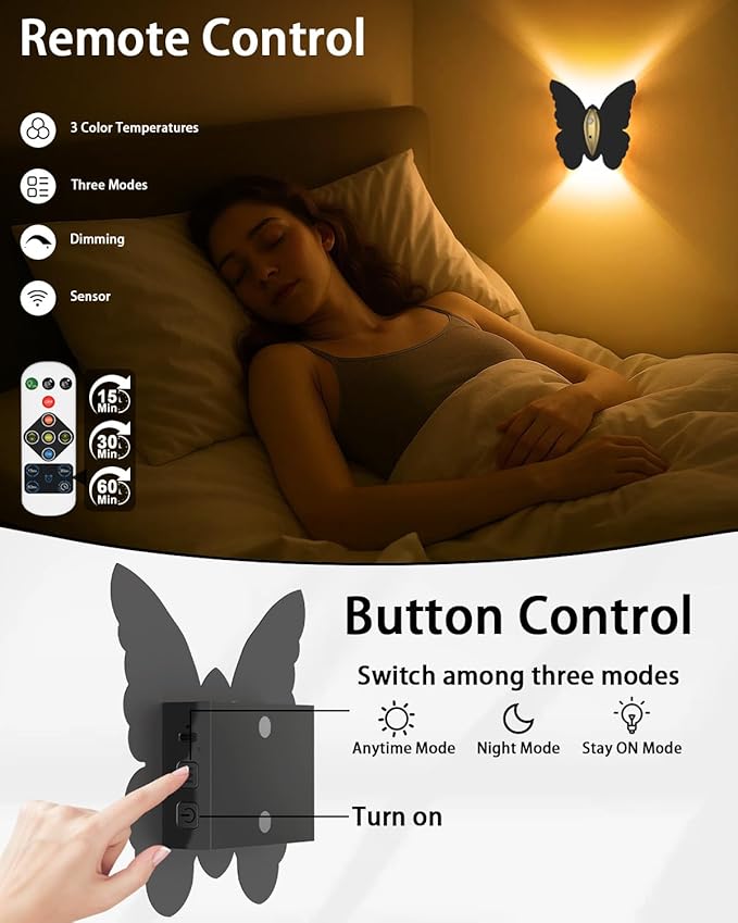 1 Pack Rechargeable Motion Sensor Wall Light: 5000mAh Battery Operated Wall Sconce 3 Colors Wireless Motion Sensor Closet Light Magnetic LED Indoor Up and Down Wall Lamp for Bedroom Hallway Stair
