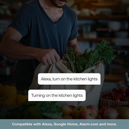 Smart Dimmer by Deako, Single-Pole, Rocker-Style Dimming, 2.4 GHz Wi-Fi, Remote App, Voice Control w/Alexa, Google Home, No Hub Required, Neutral Wire Required, White