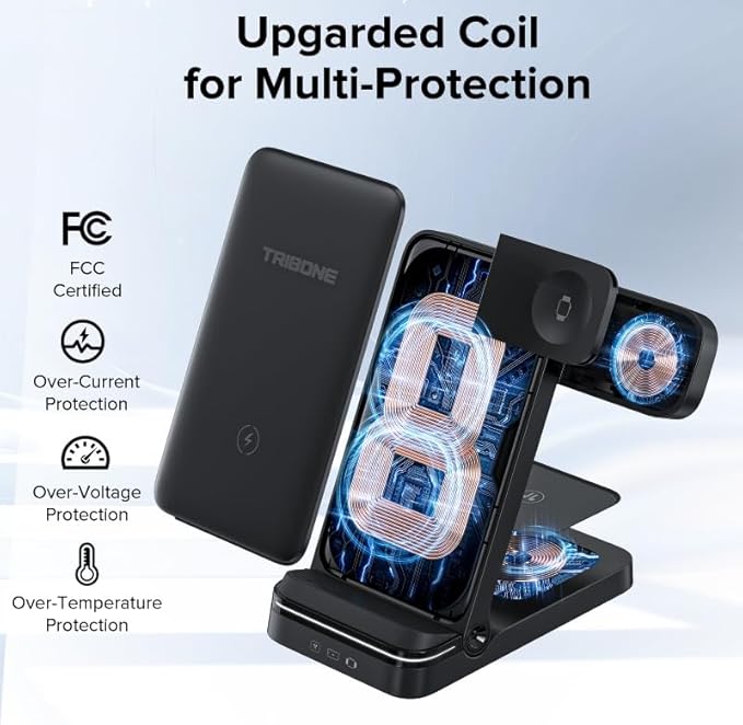 Wireless Charger for Samsung, 3 in 1 Wireless Charging Station for S25 S24 Ultra S23 S22 S21 Note Z Fold Android, Charger for Samsung Galaxy Watch 7 6 5 4 3 Pro Classic Galaxy Buds