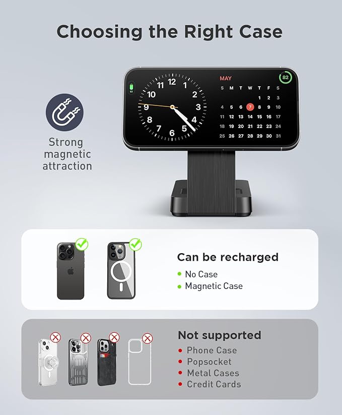 3 in 1 Magnetic Wireless for iPhone Charging Station: Foldable Portable Charger for iPhone 17-12 Pro Max & Apple Watch & AirPods, for Apple Multiple Devices Charger for Home,Office&Travel