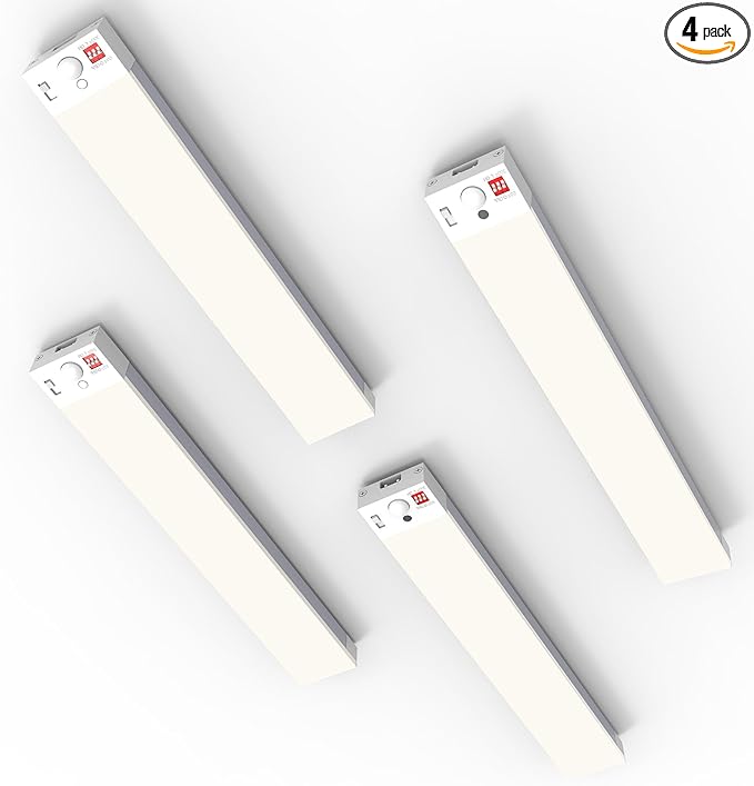 Leetdud Under Cabinet Lighting Plug in 16 Inch, 120V Motion Sensor Lights Indoor, 3CCT 3000/4000/5000K, Aluminum Linkable Super Bright LED Counter Light with Timer for Kitchen, Shelf, Closet, 4 Pack