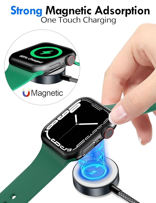 1Pack Multi Charging Cable Cord for Travel Essentials,Apple Watch Charger,iPhone Charger,[3-in-2] Type C/L Cable Portable Designed for iWatch,iPhone 17-8,Galaxy S25-21,AirPods,iPad-4FT Black