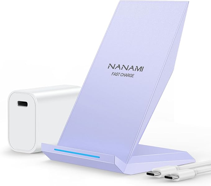 NANAMI Wireless Charger with USB C Charger - Fast Wireless Charging Stand Compatible with iPhone 17/16/15/14/13/12, Phone Charger Dock for Samsung Galaxy S26/S26+/S25/S25+/S25 Ultra/S24/S23/S22