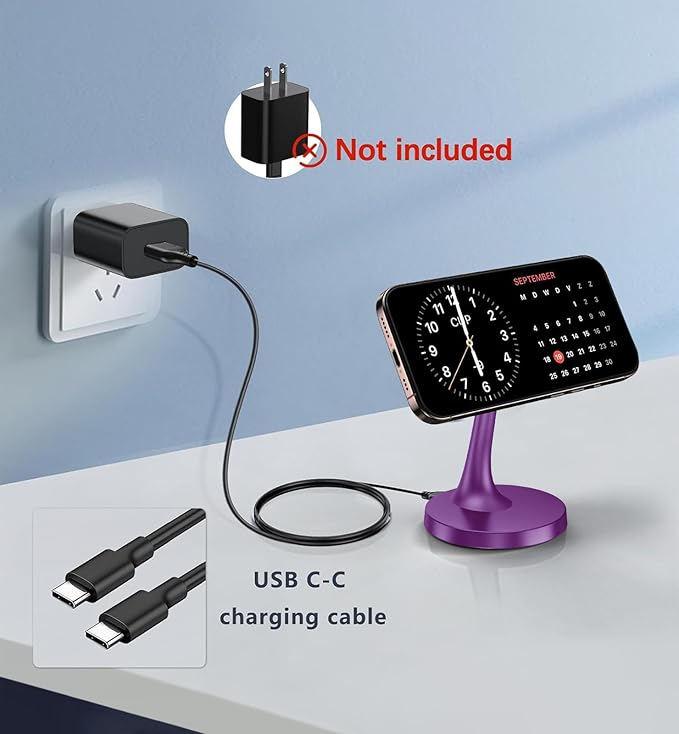 TXXTOL Magnetic Wireless Charger iPhone Stand, 15W Fast Mag-Safe Charger iPhone 17/17 Air/17 Pro/17 Pro Max 16/15/14/13/12 Series Magnet Wireless Charging Station/Pad/AirPods for Home, Office, Travel