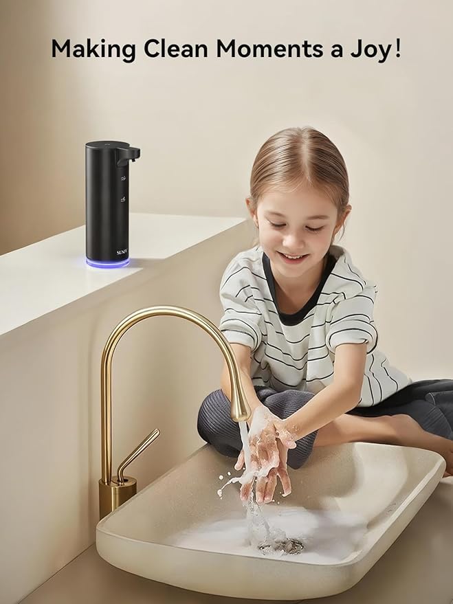 SUNLY Automatic Foam Soap Dispenser, 0.2s Fast Sensor, USB-C Rechargeable, Smudge-Resistant Stainless Steel, Touchless Liquid & Foaming Soap Dispenser for Bathroom, Kitchen, Hotel, Black