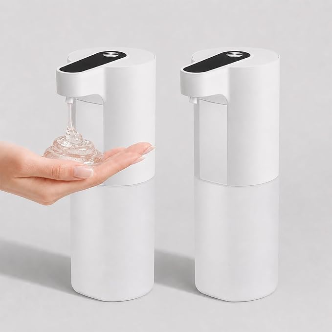 Automatic Soap Dispenser Touchless, Liquid & Foaming Soap Dispensers, USB Rechargeable Smart Hand Soap Dispenser, 3-Level Adjustable, 12.2oz/360ml (2 Pcs Gel Set White)