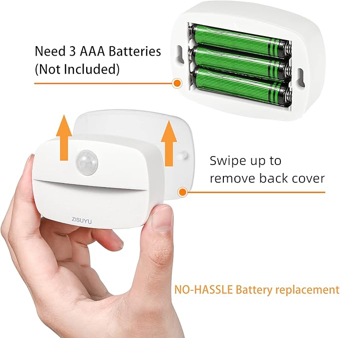 ZISUYU Motion Sensor Light Indoor Led Night Light Stick on Nightlight Battery Operated Lights for Hallway Stair Bathroom Closet Bedroom (Patent Applied)