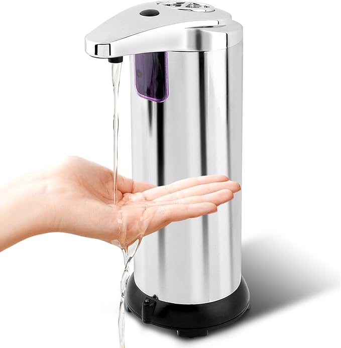 Automatic Soap Dispenser, Stainless Steel Sensor Soap Dispenser, 8.5oz Touchless Liquid Hand Soaps Dispensers with Motion Sensor for Kitchen