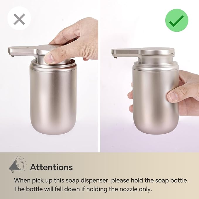 LAOPAO Automatic Liquid Soap Dispenser, Touchless Hand Soap Dispenser for Bathroom Kitchen ABS Rechargeable Soap Pump 10oz, Xmas Gift, Light Silver Plastic