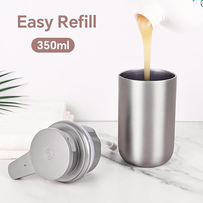 Automatic Soap Dispenser, Stainless Steel Hand Soap Dispenser for Bathroom Kitchen Rechargeable Touchless Hand Soap Pump 12 oz.