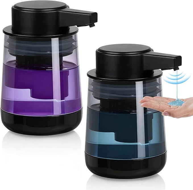 2 Pack Automatic Soap Dispenser Touchless Automatic Liquid Soap Dispenser 3-Level Adjustable Auto Soap Dispensers Touchless 10.5oz/300ml USB Rechargeabled for Bathroom Kitchen Office