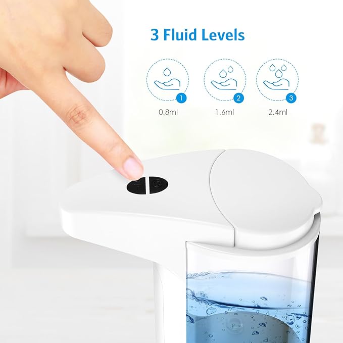 AMIR 12.5oz Touchless Automatic Soap Dispenser, Battery Operated Automatic Liquid Hand Soap Dispenser, Adjustable Volume, Water-Resistant for Kitchen and Bathroom