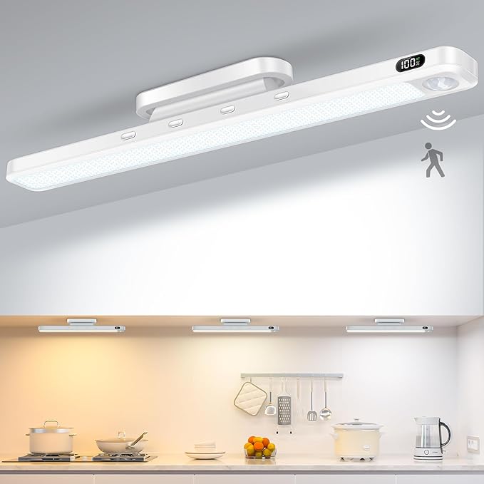 WILLED 5W Motion Sensor Led Light Bar, Eye-Care Rechargeable Closet Light with Battery Level Display, Makeup Lighting, Motion Sensor Light Indoor for Cabinet, Closet, Desk and Bathroom